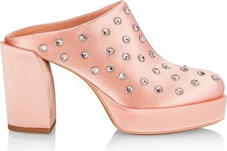 Naomi Crystal-Embellished Satin Clogs