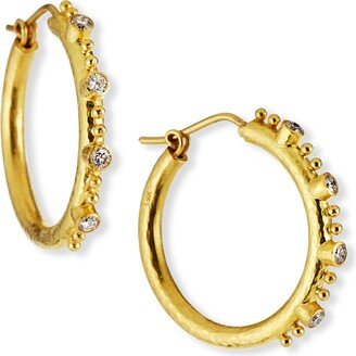 Giant Diamond 19k Gold Hoop Earrings