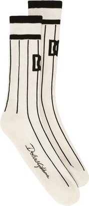 Striped cotton jacquard socks with logo