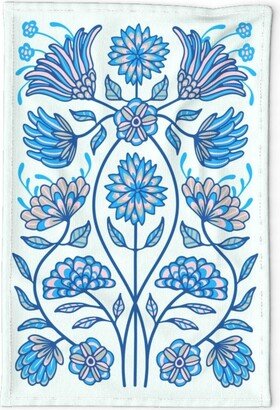 Floral Tea Towel - Folk in Blue By Unblinkstudio-By-Jackietahara Art Linen Cotton Canvas Spoonflower
