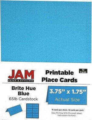 JAM Paper & Envelope JAM Paper Printable Place Cards 3 3/4 x 1 3/4 Blue Placecards 12/Pack 225928560