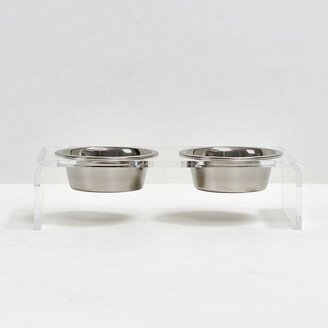 Acrylic Pet Bowl Stand with Bowls Small