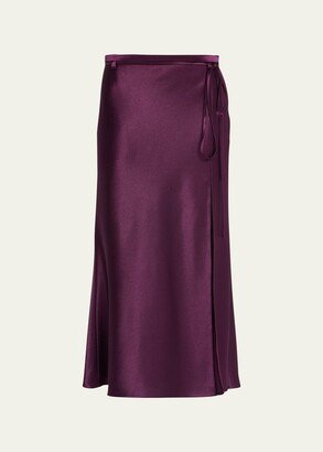 Crepe Satin Slit Midi Skirt