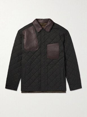 Leather-Trimmed Quilted Virgin Wool-Blend and Shell Jacket