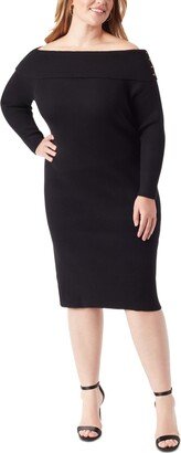 Trendy Plus Size Aaryn Rib-Knit Off-The-Shoulder Dress