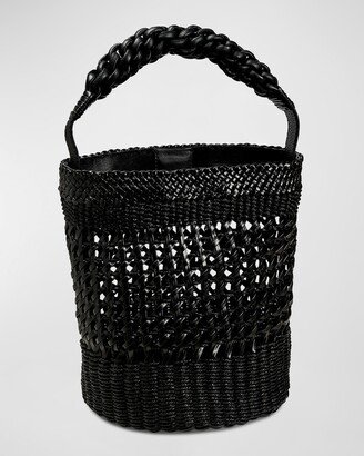 Almeria Large Braided Leather Bucket Bag