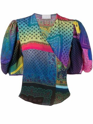 Silk Wrap-Design Blouse