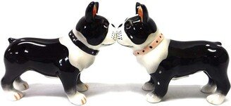 Boston Terrier Pups Kissing Ceramic Magnetic Salt & Pepper Shaker Set