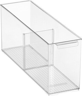 Everything Organizer Small Shelf Depth Pantry Bin w/ Divider Clear