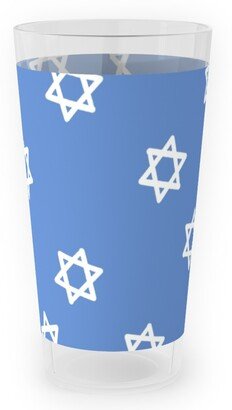 Outdoor Pint Glasses: Star Of David - White & Blue Outdoor Pint Glass, Blue