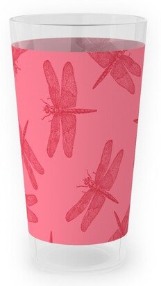 Outdoor Pint Glasses: Vintage Dragonfly - Pink Outdoor Pint Glass, Pink