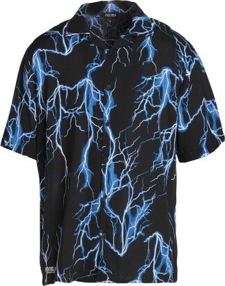 PHOBIA ARCHIVE Black Shirt With Blue All Over Lightning Shirt Black