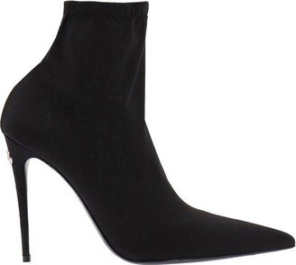 Logo-Plaque Pointed-Toe Ankle Boots-AA