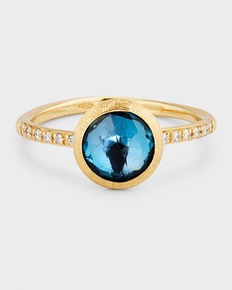 18K Gold Jaipur Color London Blue Topaz Ring, Size 7