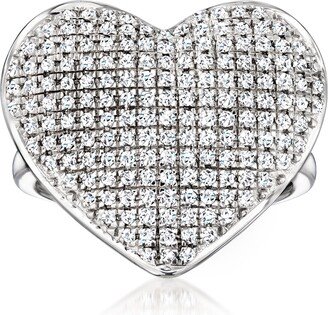 Pave Diamond Heart Ring in Sterling Silver