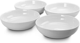 Home 4 Piece Extra Wide 8.5 in. Stoneware Dinner and Serving Bowls in White