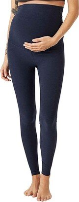 Maternity Empire Waisted Spacedye Midi Leggings (Nocturnal Navy) Women's Casual Pants