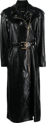 Crocodile-Effect Trench Coat