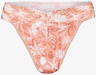 Womens Sea Finds Signature Floral-print Lace Thong