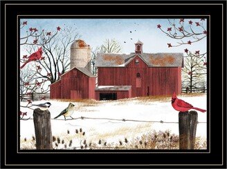 Winter Friends by Billy Jacobs, Ready to hang Framed Print, Black Frame, 19 x 15