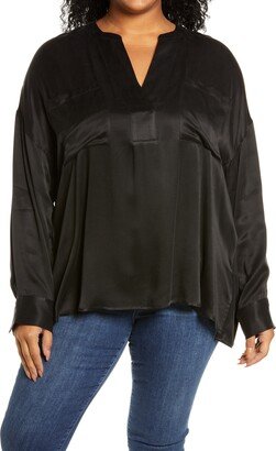 Split Neck Satin Charmeuse Top