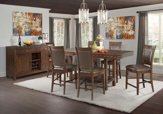 Picket House Furnishings Pruitt Counter 8PC Dining Set-Table, 6 Counter Dining Chairs & Server