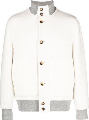 Button-Fastening Cashmere Bomber Jacket