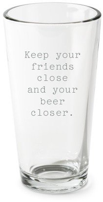 Pint Glasses: Open Quote Pint Glass, Etched Pint, Set Of 1, White