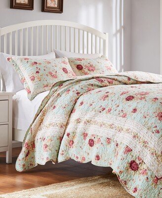 Antique-Like Rose 100% Cotton Reversible 2 Piece Quilt Set, Twin/Xl