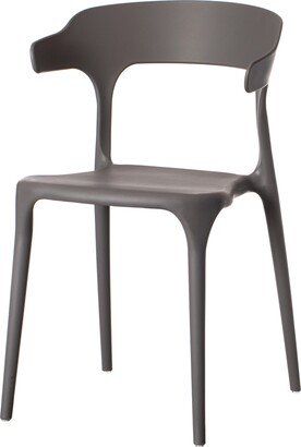 Fabulaxe Modern Plastic Outdoor Dining Chair with Open U-shaped Back