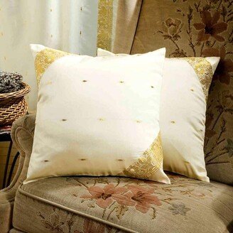 Indian Selections Cream-Decorative handcrafted Cushion Cover, Throw Pillow case Euro Sham-6 Sizes