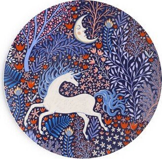 Salad Plates: Unicorn In Nocturnal Forest - Purple Salad Plate, Purple