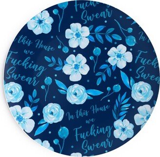 Salad Plates: In This House We Swear - Blue Salad Plate, Blue