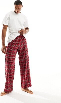 pajama set with t-shirt and pants in red check