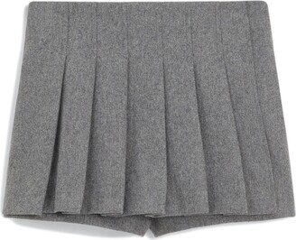 Pleated Wool Blend Miniskort