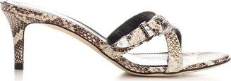 Regina Western Snake Printed Heeled Mules