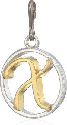 Women's Initial X Two Tone Charm Sterling Silver