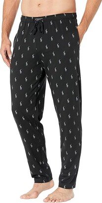 Knit Jersey Covered Waistband PJ Pants (Polo Black/Active Grey All Over Pony Print) Men's Pajama