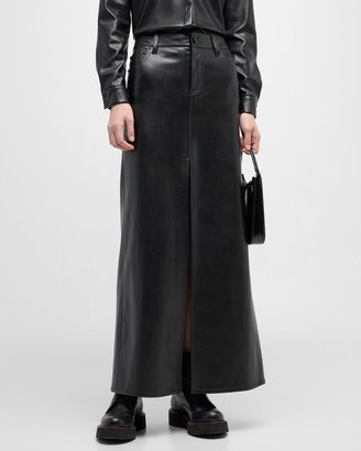 Rye Vegan Leather Front-Slit Maxi Skirt