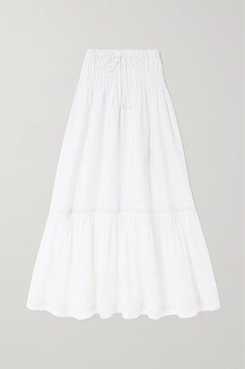 Net Sustain Kim Tiered Broderie Anglaise Linen Maxi Skirt - White