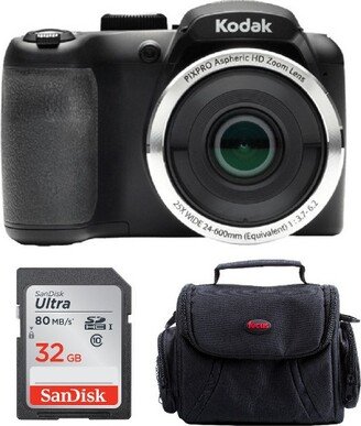 Kodak PIXPRO AZ252 16MP Digital Camera (Black) with 32GB SD Card and Case Bundle