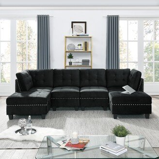RASOO 6 Pieces U Shape Modular Sectional Sofa, DIY Combination Living Room Furniture