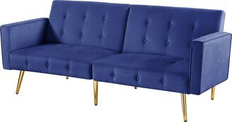 IGEMANINC Modern Loveseat Sofa Bed Velvet Upholstered Converts Folding Futon Sofa Bed