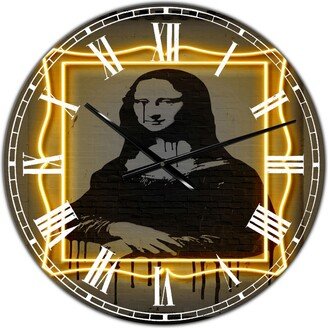 Designart Mona Lisa Neon Large Modern Wall Clock - 38