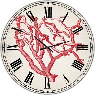 Designart Red Coral 2 Large Nautical & Coastal Wall Clock - 36 x 36