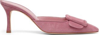 Maysale 70 pink suede mules