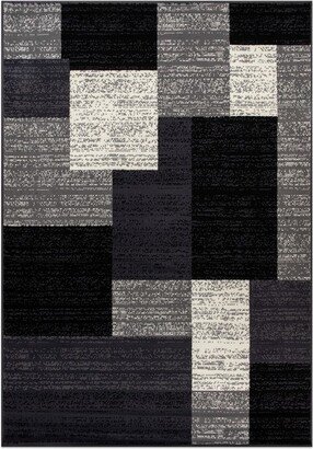 Contemporary Distressed Boxes Area Rug - Gray