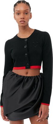 Black O-neck Cropped Cardigan