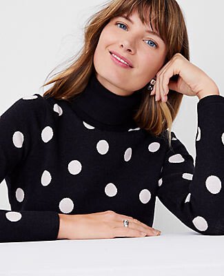 Petite Winter Dots Jacquard Turtleneck Sweater