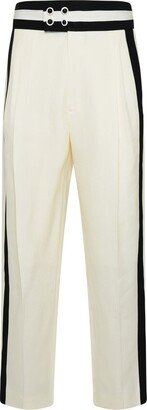 White Silk Blend Pants